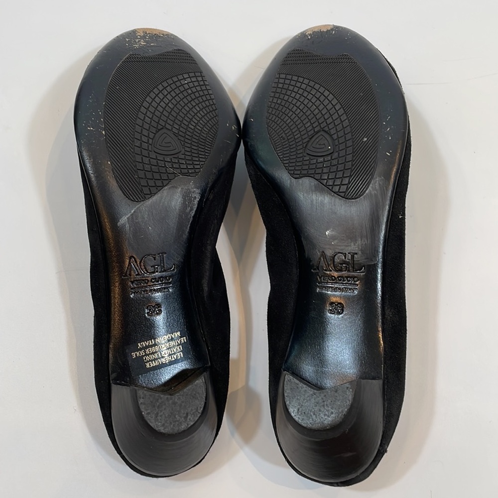 AGL Attilio Giusti Leombruni Shoes 38 Made In Italy Black Leather Dress Pump - Picture 6 of 13